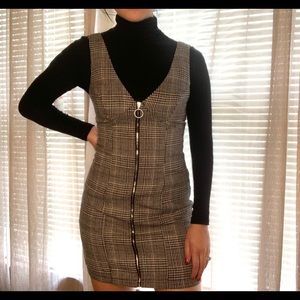 Small Deep V Neck Zip Dress